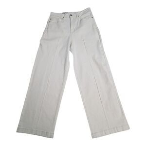 Kenneth Cole High Rise Wide Leg Off White Ecru Cotton Summer Jeans Size 8